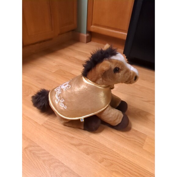 Build A Bear Horse Pony Plush Brown 13" Stuffed Animal Toy Mane Tail Gold Cape - Picture 5 of 10